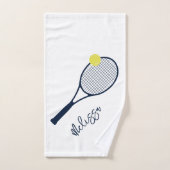Gepersonaliseerde Tennis Player Racket en Ball Mot Handdoek (Handdoek)
