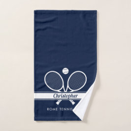 Gepersonaliseerde Tennisclub Naam Navy Blue Handdoek