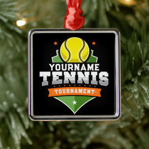 Gepersonaliseerde Tennisser NAAM Varsity Toernooi Metalen Ornament