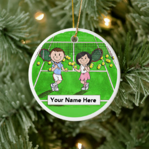 Gepersonaliseerde Tennisspelers - Aangepaste haark Keramisch Ornament