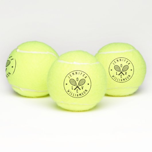 Gepersonaliseerde tennisthema Monogram naam liefde Tennisballen (Multi)