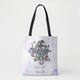 Gepersonaliseerde tentakels off line doodle octopu draagtas