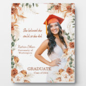 Gepersonaliseerde Terracotta Afstuderen plaqueteke Fotoplaat (Voorkant)