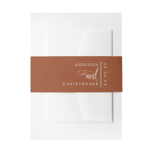 Gepersonaliseerde Terracotta Cream Script Wedding Uitnodigingen Wikkel