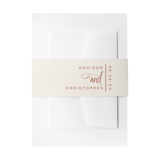 Gepersonaliseerde Terracotta Cream Script Wedding Uitnodigingen Wikkel (Voorkant Voorbeeld)