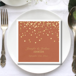 Gepersonaliseerde TERRACOTTA Gold Confetti Wedding Servet