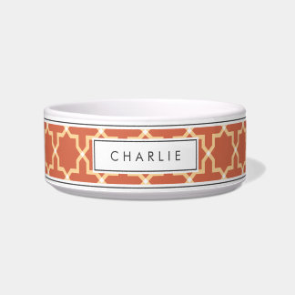 Gepersonaliseerde Terracotta & White Star Patroon Voerbakje