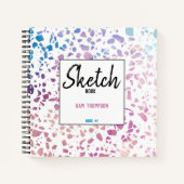 Gepersonaliseerde Terrazzo Mosaic Pink Blue Sketch Notitieboek (Voorkant)