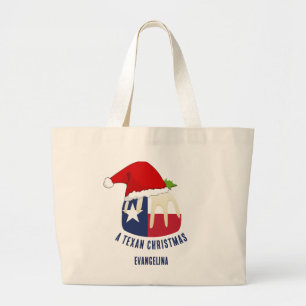 Gepersonaliseerde TEXAN KERSTPUDDING Grote Tote Bag