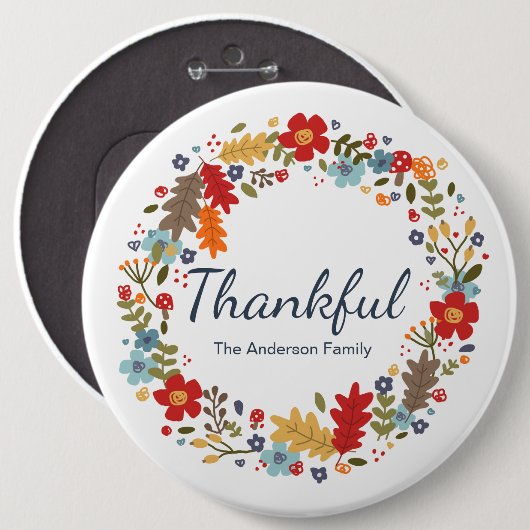 Gepersonaliseerde Thanksgiving Dankbare Herfst Ronde Button 6,0 Cm (Voorkant /achterkant)