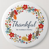 Gepersonaliseerde Thanksgiving Dankbare Herfst Ronde Button 6,0 Cm (Voorkant)