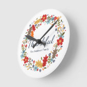 Gepersonaliseerde Thanksgiving Dankbare Herfst Ronde Klok (Hoek)
