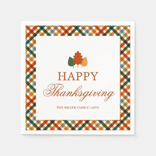 Gepersonaliseerde Thanksgiving Dinner Party servet (Voorkant)