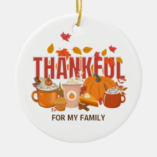 Gepersonaliseerde Thanksgiving pompoen DANKBARE fa Keramisch Ornament