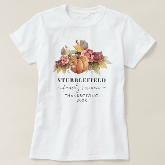 Gepersonaliseerde Thanksgiving reunion Pumpkin T-shirt (Design voorkant)