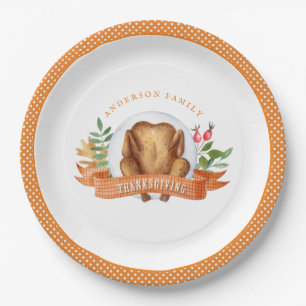 Gepersonaliseerde Thanksgiving Turkije Dinner Pape Papieren Bordje