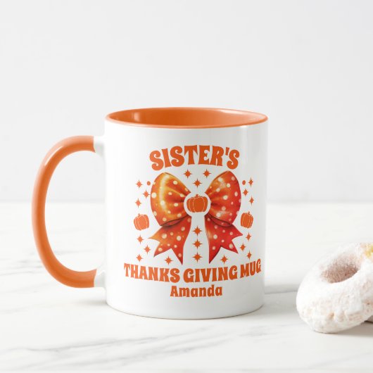 Gepersonaliseerde Thanksgiving van zus Mok (Met donut)