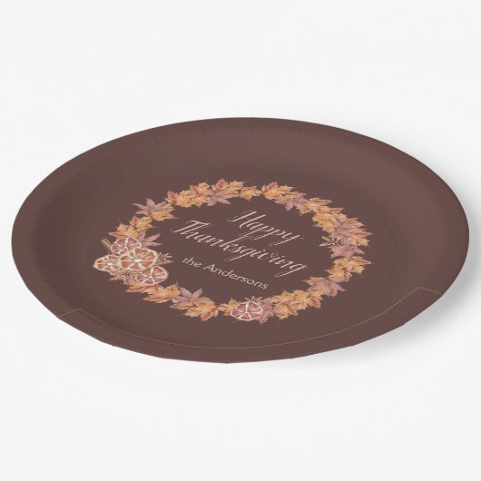Gepersonaliseerde Thanksgiving | Waterverf valblad Papieren Bordje (Gekanteld)