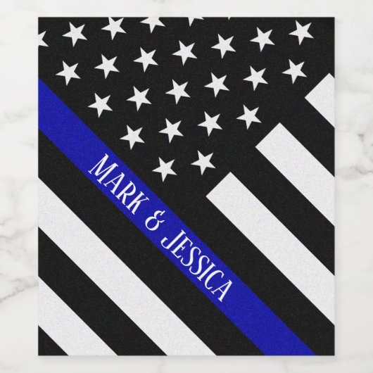 Gepersonaliseerde Thin Blue Line Celebration Wijn Etiket (Enkel label)