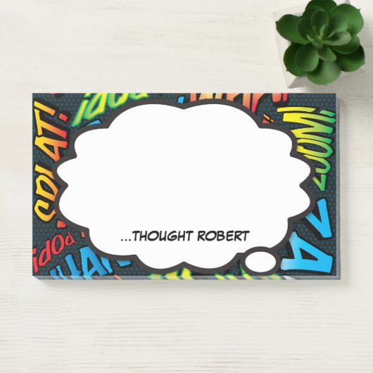 Gepersonaliseerde Think Bubble Leuk Kleurrijk Stri Post-it® Notes (Kantoor)