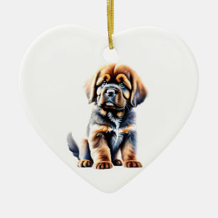 Gepersonaliseerde Tibetaanse Mastiff Puppy Keramisch Ornament