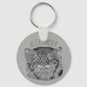 Gepersonaliseerde Tibetaanse Pallas Cat Gray Sleut Sleutelhanger
