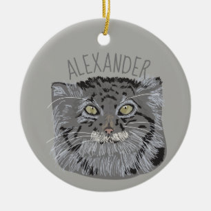 Gepersonaliseerde Tibetan Pallas Cat Kerstversieri Keramisch Ornament