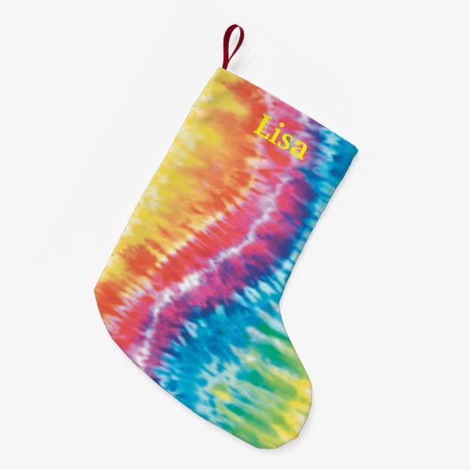 Gepersonaliseerde Tie Dye Christmas Stocking Kleine Kerstsok (Voorkant (Hangend))