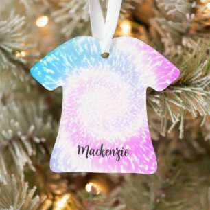 Gepersonaliseerde Tie Dye Hippy Swirl TShirt Kerst Ornament