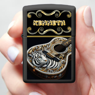 Gepersonaliseerde Tiger en Gitaar Kunstwerk
