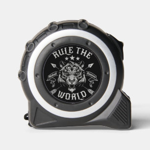Gepersonaliseerde Tiger Head Rule de wereld zwart Rolmaat