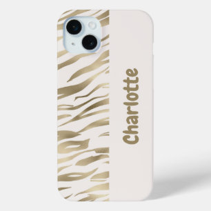 Gepersonaliseerde Tiger print gouden iPhone Case