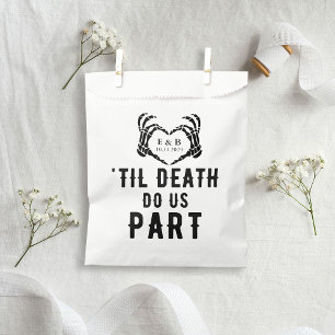 Gepersonaliseerde Til Death Gothic Skelet Bruiloft Bedankzakje