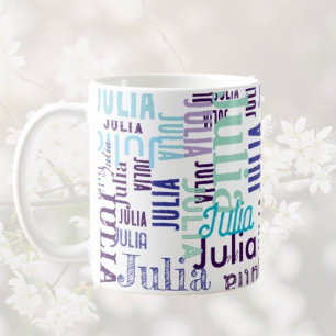 Gepersonaliseerde tinten van blauwe typografie koffiemok