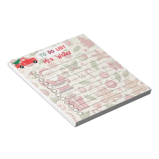Gepersonaliseerde to-do lijst Kerstmis thema Notitieblok (Schuin)