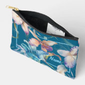 Gepersonaliseerde toilettas - Blue Floral Mix Etui (Open)