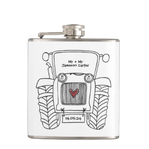 Gepersonaliseerde Tractor Land Huwelijkscadeau Heupfles