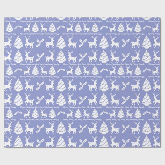 Gepersonaliseerde traditionele kerst rendieren cadeaupapier (Vlak)