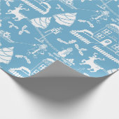 Gepersonaliseerde traditionele Kerstmis Winter Sce Cadeaupapier (Hoek)