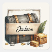 Gepersonaliseerde Treasure Chest Sticker - Aangepa (Voorkant)