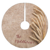 Gepersonaliseerde Tree Rok Tarwe op Burlap Sack Co Kerstboom Rok (Voorkant)