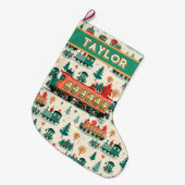 Gepersonaliseerde  trein kerst grote kerstsok (Voorkant (Hangend))