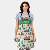 Gepersonaliseerde  trein kerst schort (Gedragen)