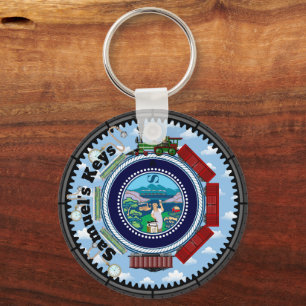 gepersonaliseerde treinconducteur sleutelhanger