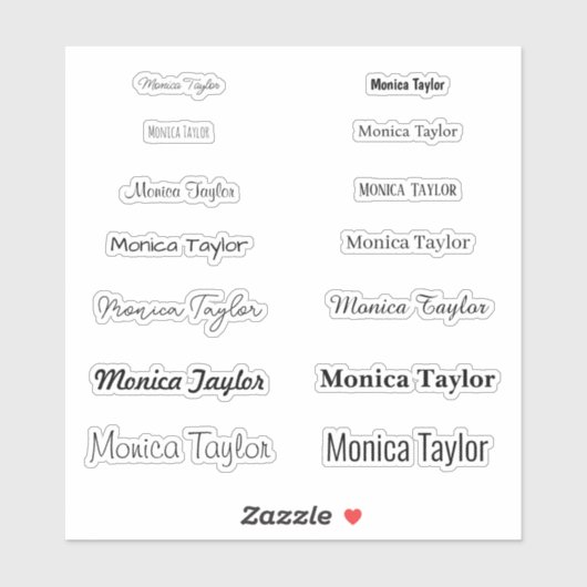 Gepersonaliseerde trendy naam sticker (Vel)