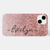 Gepersonaliseerde trendy roos gouden glitter Case-Mate iPhone case (Achterkant (horizontaal))