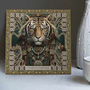 Gepersonaliseerde Tribal Tiger Spirit Portret Tegeltje