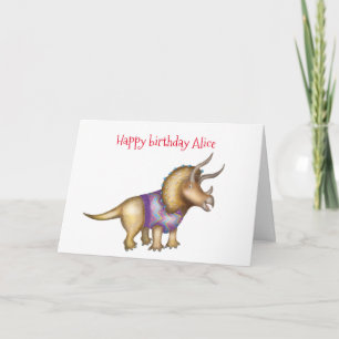 Gepersonaliseerde Triceratops verjaardagskaart Kaart
