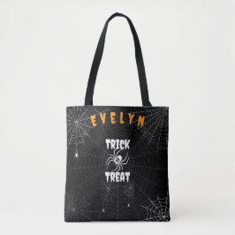 Gepersonaliseerde Trick or treat Spooky Spider Web Draagtas