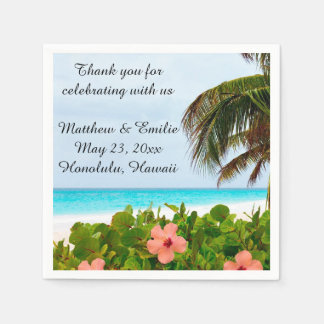Gepersonaliseerde Tropical Beach bruiloft servette Servetten